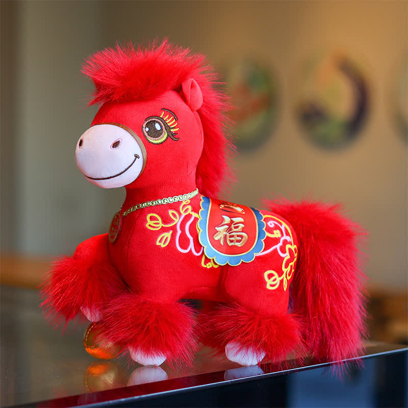 Festive Red Zodiac Stallion with Lucky "Fu" Character - image 5
