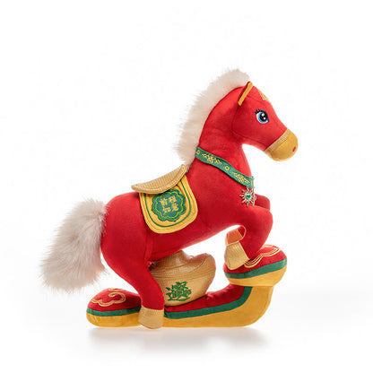 Red & Gold Majestic Horse Mascot Plush - Red & Green - 14"H - image 8