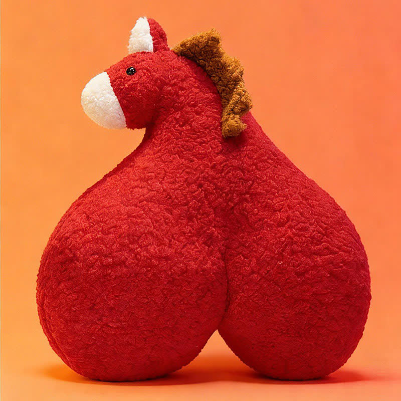 Creative "Horse Butt" Sherpa Plush Pillow - Red - 19"W x 21"H - image 3