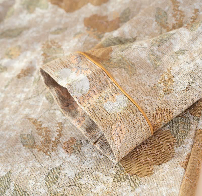 Vintage Floral Mandarin Collar Cotton Pajama Set - image 5