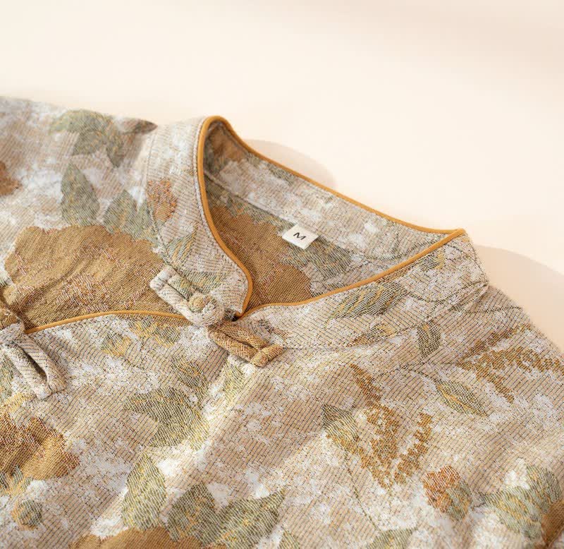 Vintage Floral Mandarin Collar Cotton Pajama Set - image 3