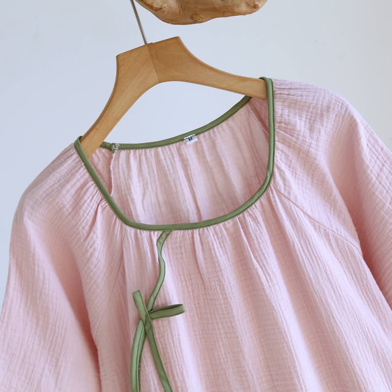 Minimalist Oriental Style Cotton Gauze Nightdress - image 7