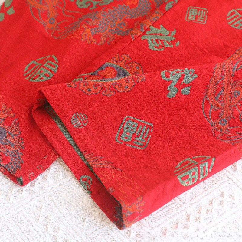 Auspicious Mandarin Collar Cotton Pajama Set - image 5