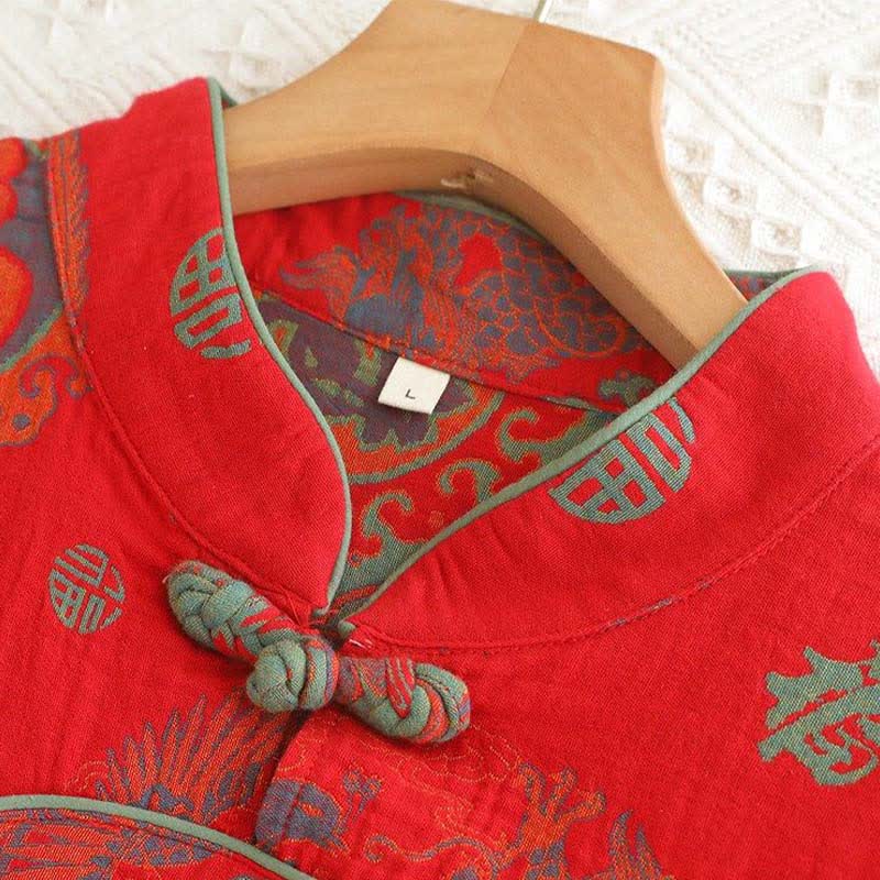 Auspicious Mandarin Collar Cotton Pajama Set - image 3