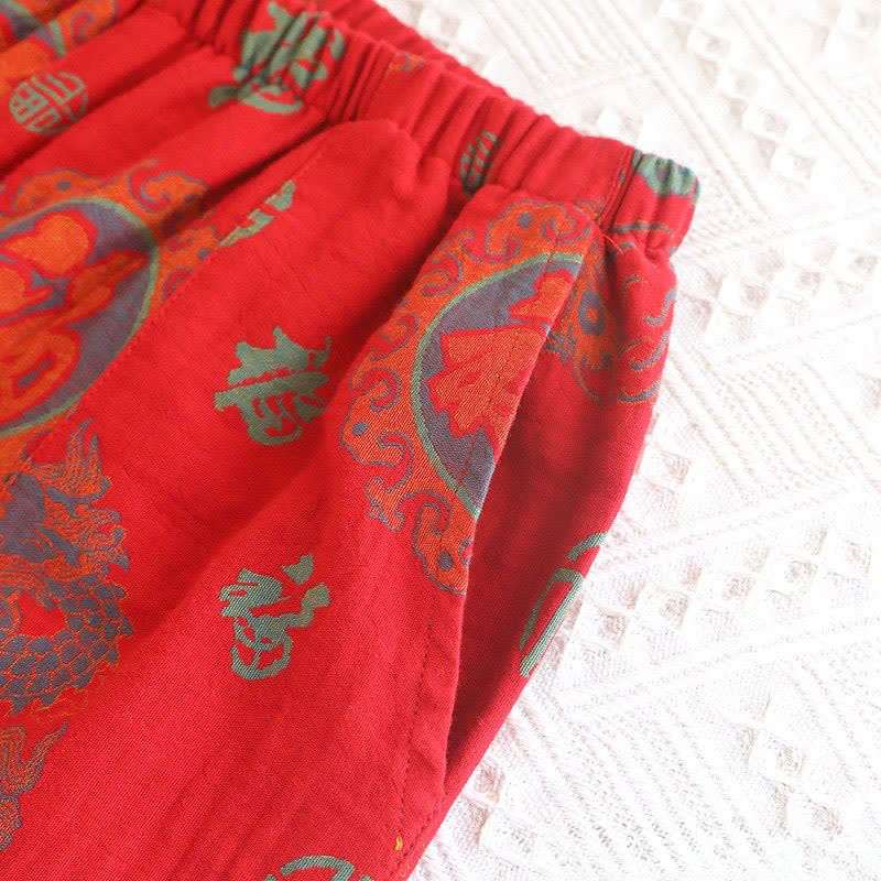 Auspicious Mandarin Collar Cotton Pajama Set - image 8