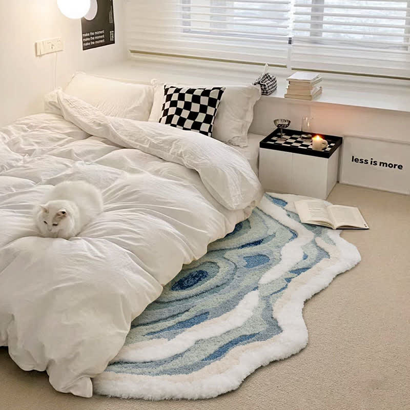 Abstract Ocean Wave Shaped Flocked Rug - image 7