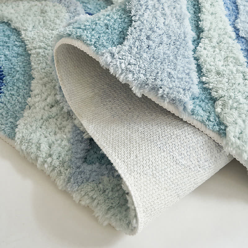 Abstract Ocean Wave Shaped Flocked Rug - image 11