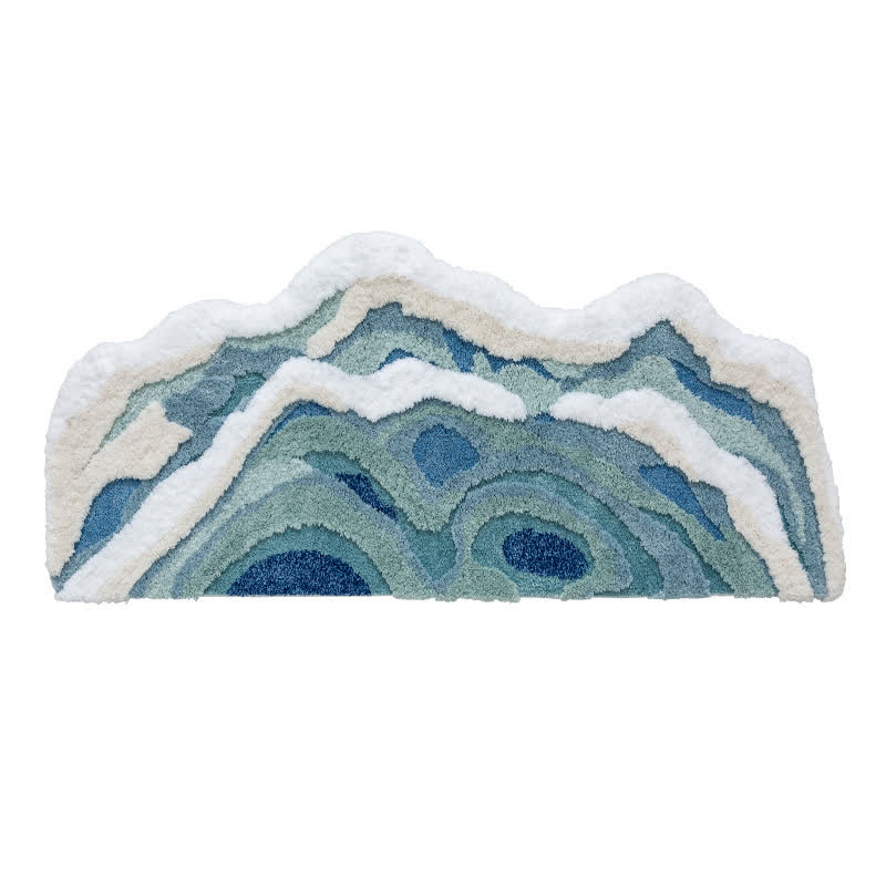 Abstract Ocean Wave Shaped Flocked Rug - image 12