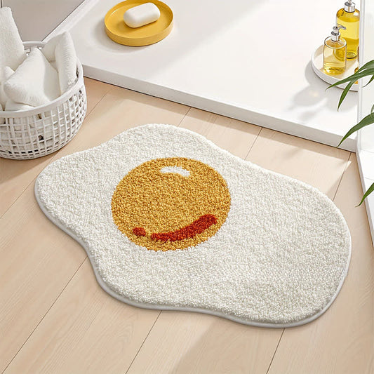 Fried Egg Shaped Flocked Rug - 19"W x 31"L - image 0