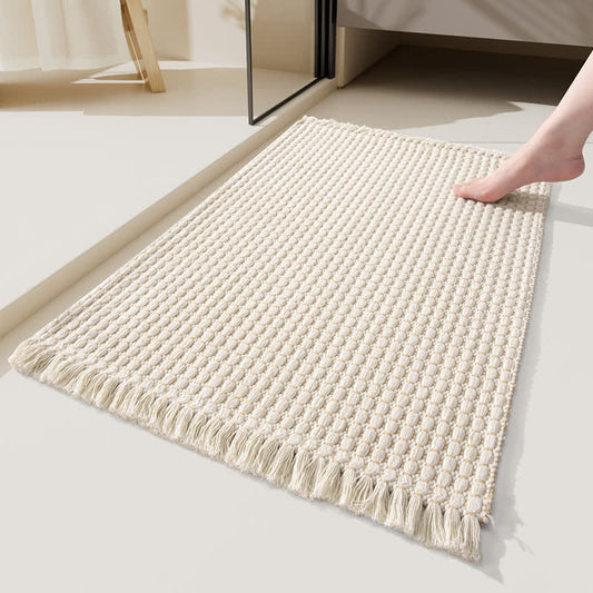 Woven Bath Mat with Tassels - Beige - 23"W x 35"L - image 0