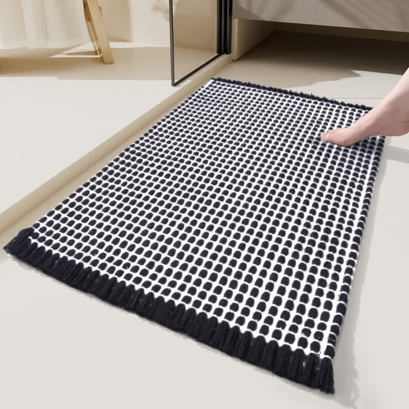 Woven Bath Mat with Tassels - Black - 23"W x 35"L - image 7