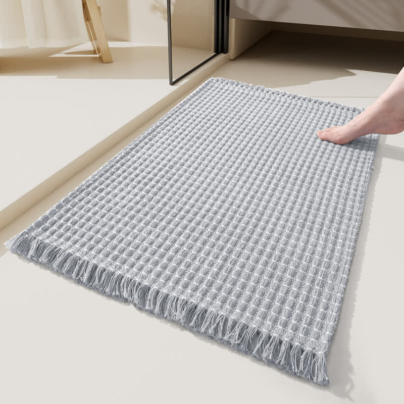 Woven Bath Mat with Tassels - Gray - 23"W x 35"L - image 1
