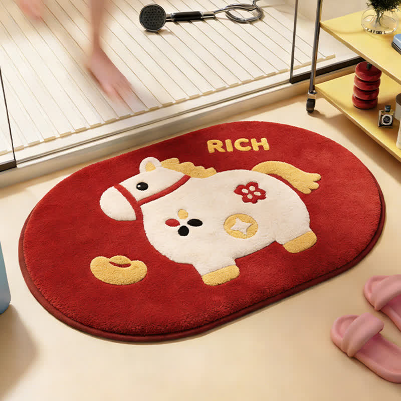 Cute Cartoon Pony Bath Rug - White Pony - 23"W x 35"L - image 2