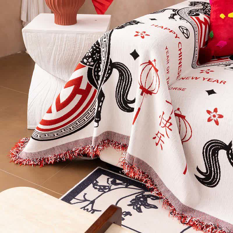 Full Coverage Chenille Horse Zodiac Sofa Cover - image 6