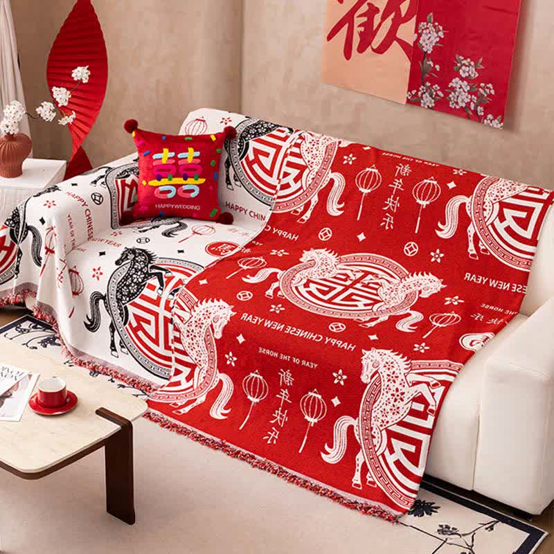 Full Coverage Chenille Horse Zodiac Sofa Cover - image 2