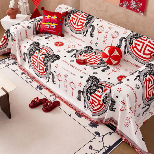 Full Coverage Chenille Horse Zodiac Sofa Cover - image 1