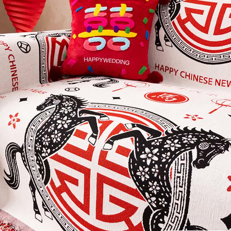 Full Coverage Chenille Horse Zodiac Sofa Cover - image 5