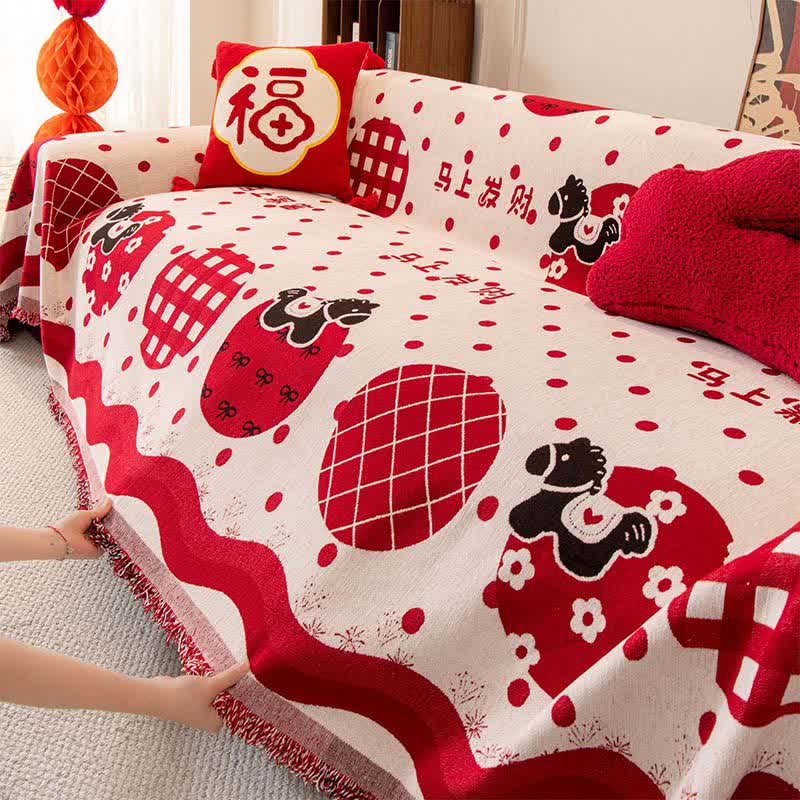 Anti-Slip Zodiac Horse Chenille Couch Throw - image 3