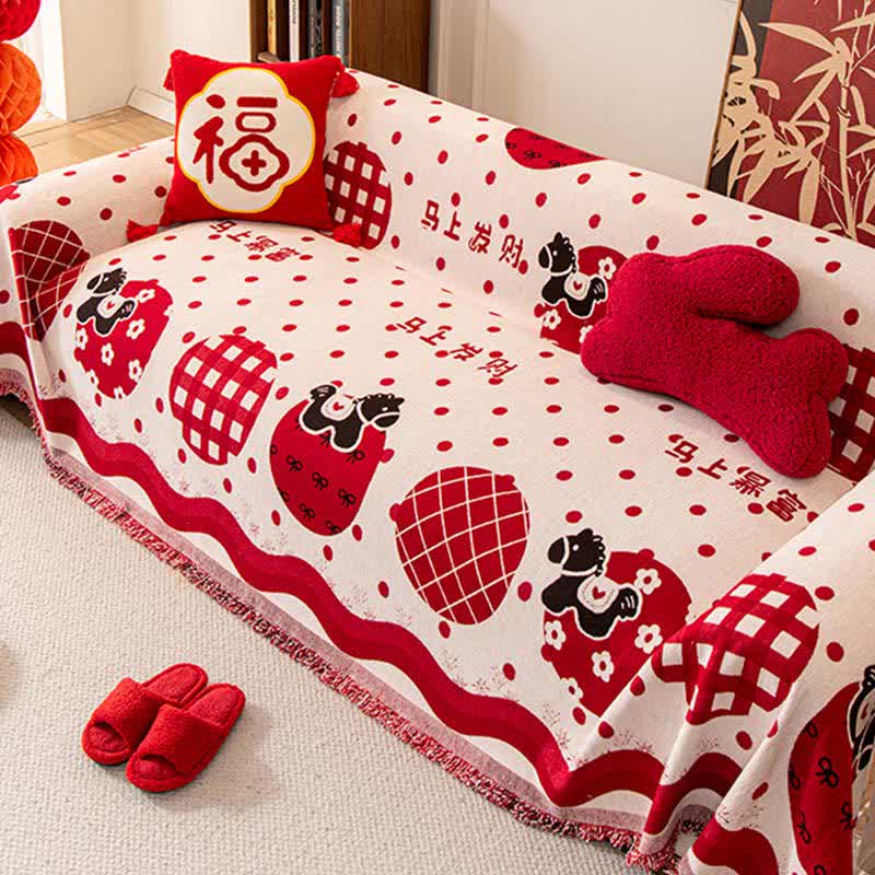 Anti-Slip Zodiac Horse Chenille Couch Throw - image 2