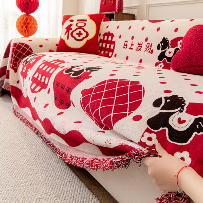 Anti-Slip Zodiac Horse Chenille Couch Throw - image 6