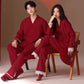 Vintage V-Neck Cotton Couple Pajama Set - image 0