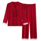 Vintage V-Neck Cotton Couple Pajama Set - image 4
