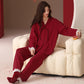 Vintage V-Neck Cotton Couple Pajama Set - Red - Women - XXL - image 2