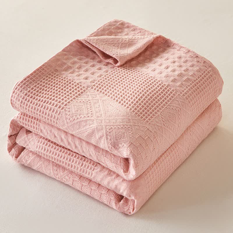 Solid Subtle Textured Cotton Quilt - Pink - King - image 1