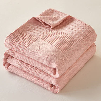 Solid Subtle Textured Cotton Quilt - Pink - King - image 1