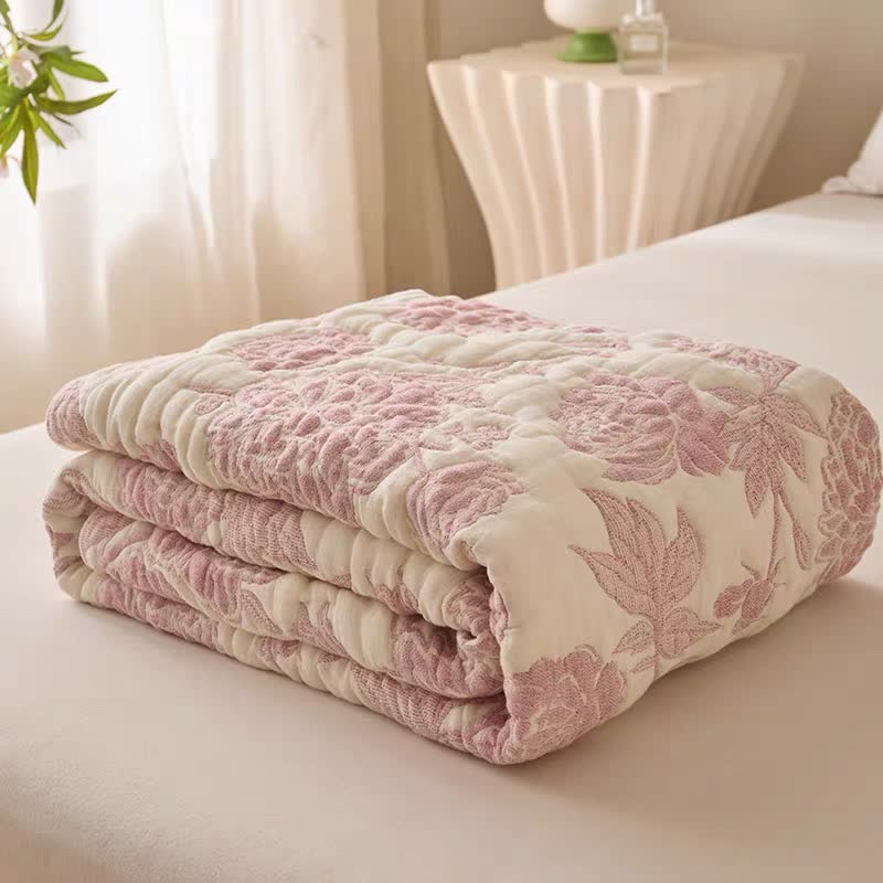 Reversible Peony Floral Cotton Gauze Quilt - image 2