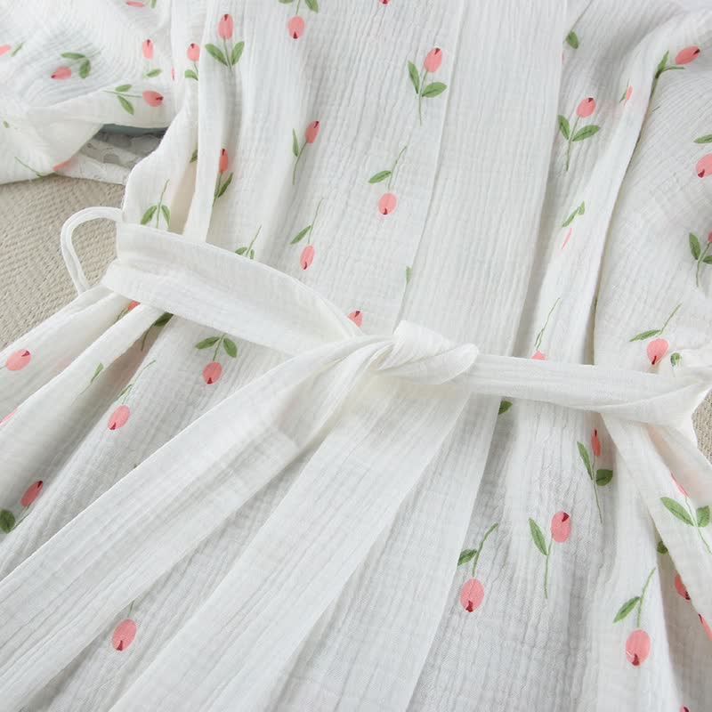 Tulip Pattern Cotton Short Pajama Robe - image 7