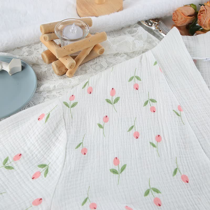 Tulip Pattern Cotton Short Pajama Robe - image 10