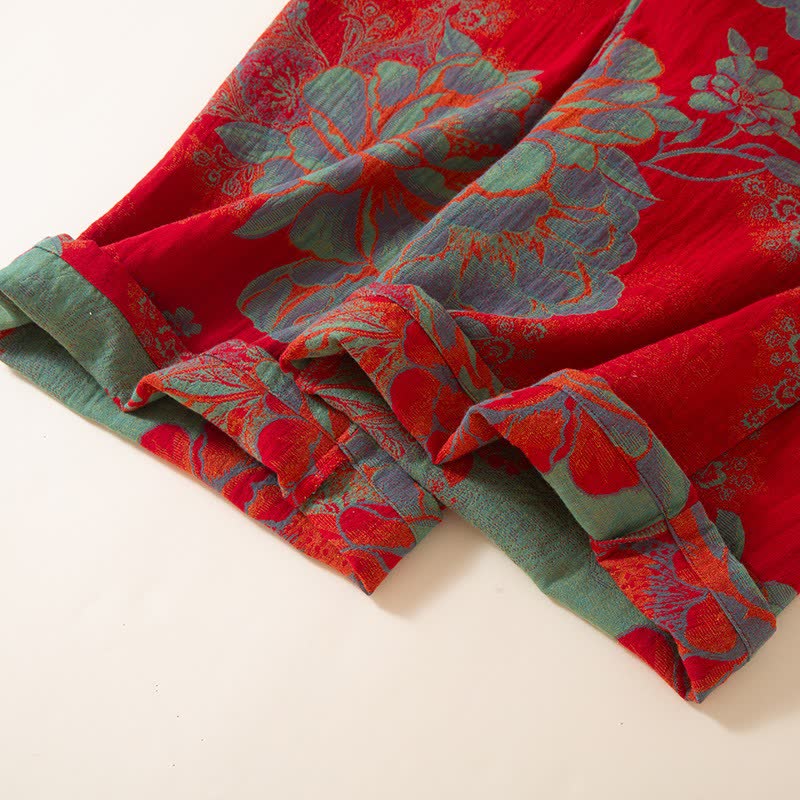 Vintage Oriental Peony Cotton Pajama Set - image 8