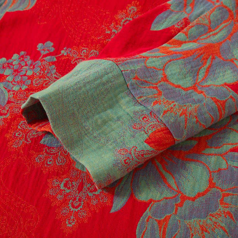 Vintage Oriental Peony Cotton Pajama Set - image 5
