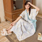Artistic Vintage Ruffled Collar Side-Tie Nightgown - image 9
