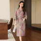Floral Cotton Double Gauze Kimono Robe - Purple - XL - image 4