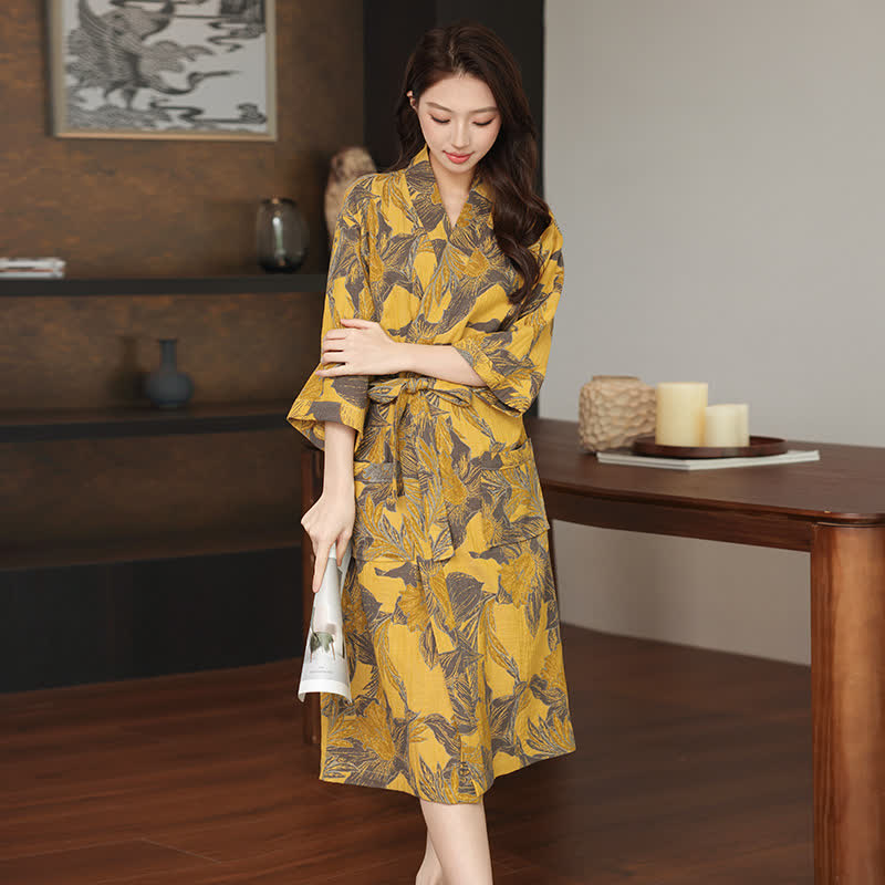 Floral Cotton Double Gauze Kimono Robe - image 1