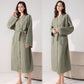 Minimalist Cotton Waffle Texture Bath Robe - Army Green - XL - image 15