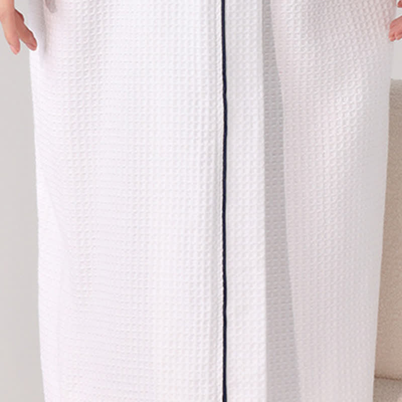 Minimalist Cotton Waffle Texture Bath Robe - image 4