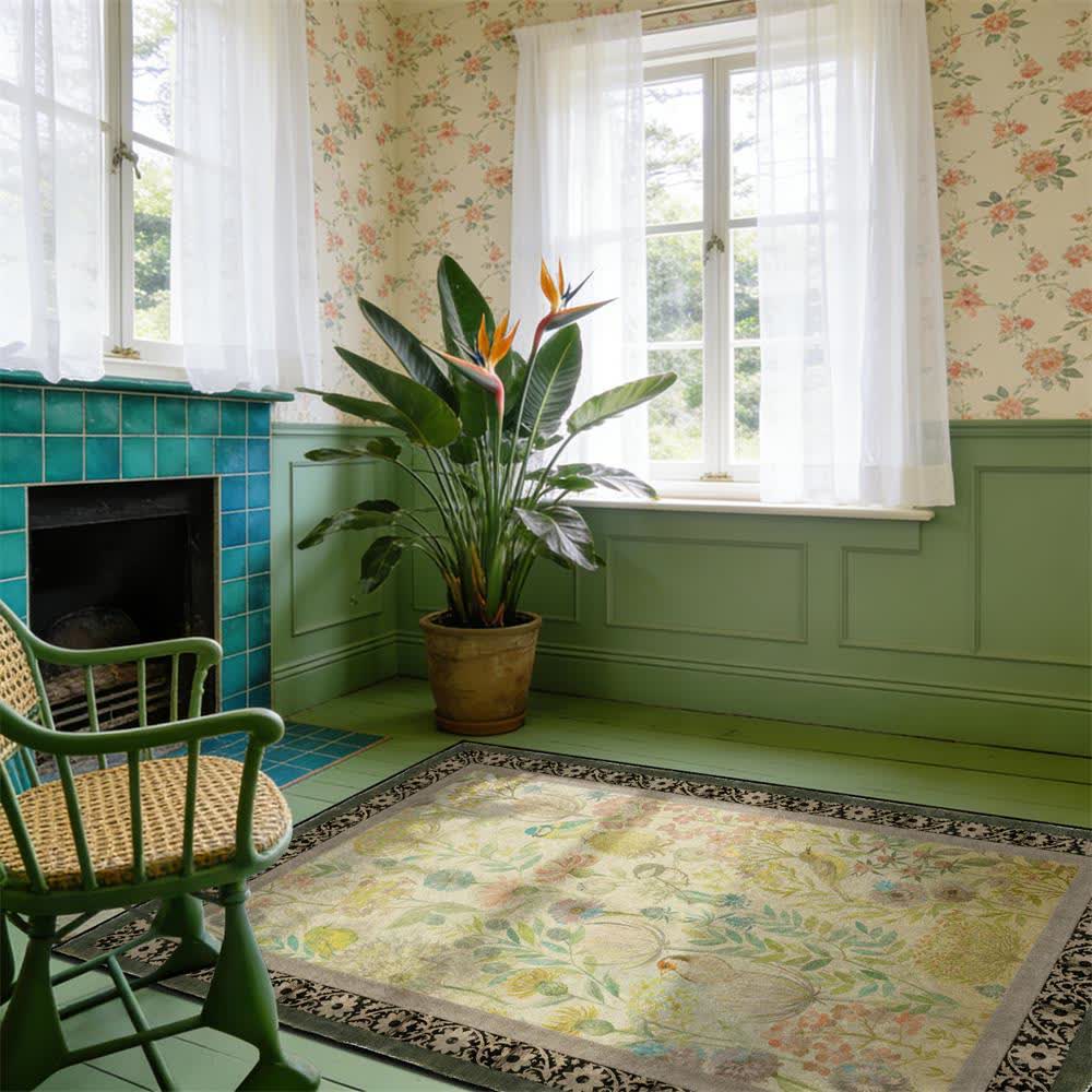 Country Floral & Bird Non-Slip Area Rug - image 3