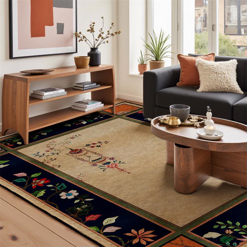 Vintage Floral with Classical Vase Area Rug - image 4