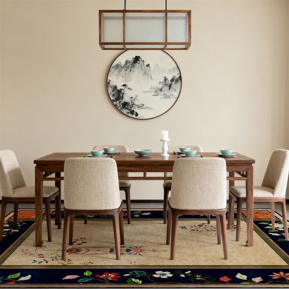 Vintage Floral with Classical Vase Area Rug - image 1
