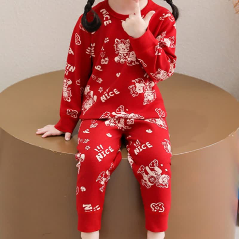 Festive Pony Cotton Kids Loungewear Set - image 1