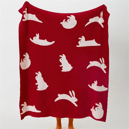 Nordic Style Rabbit Knitted Throw Blanket - 47"W x 59"L - image 0