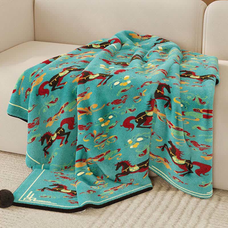 Festive Horse Flannel Fleece Throw Blanket - image 5