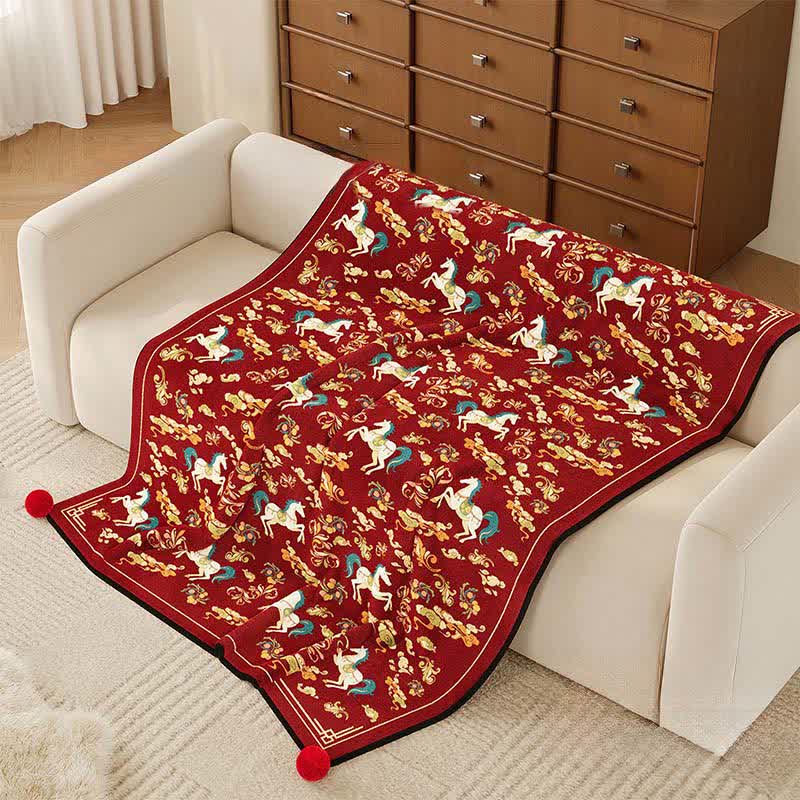 Festive Horse Flannel Fleece Throw Blanket - image 1