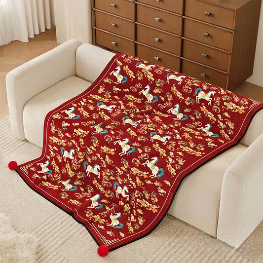 Festive Horse Flannel Fleece Throw Blanket - image 1