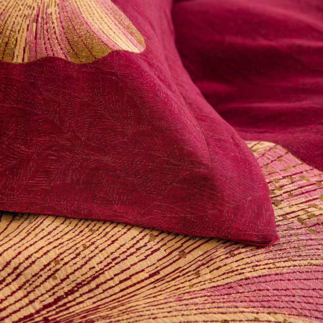 Red & Gold Ginkgo Leaf Cotton Bedding Set(4PCS) - image 6