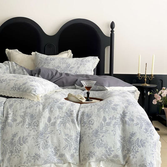 Vintage Subtle Rose Cotton Gauze Bedding Set(4PCS) - image 1