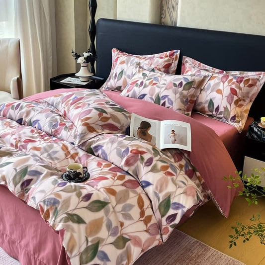 Colorful Leaf Brushed Cotton Bedding Set(4PCS) - image 1